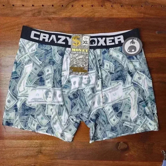 NWT deadstock Crazy Boxer briefs Money Collection XL - Picture 1 of 4
